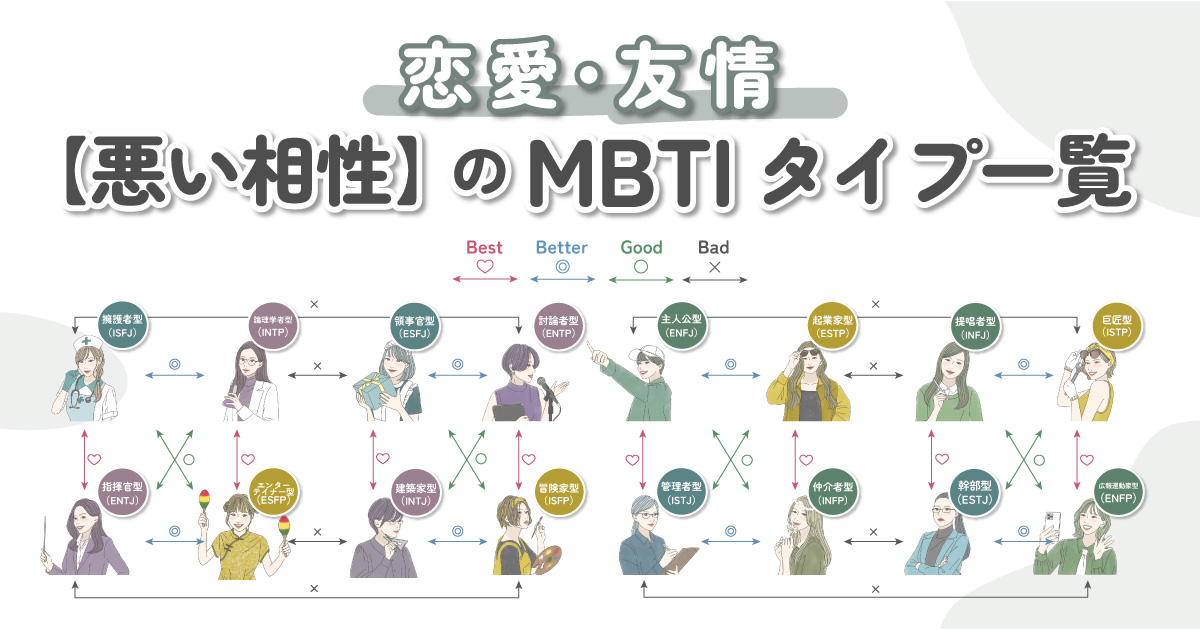 悪い相性のmbtiタイプは？各16タイプを一覧で解説 Karin [カリン]